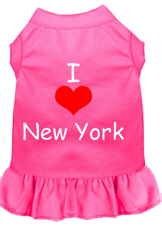 I Heart New York Screen Print Dress Bright Pink XS